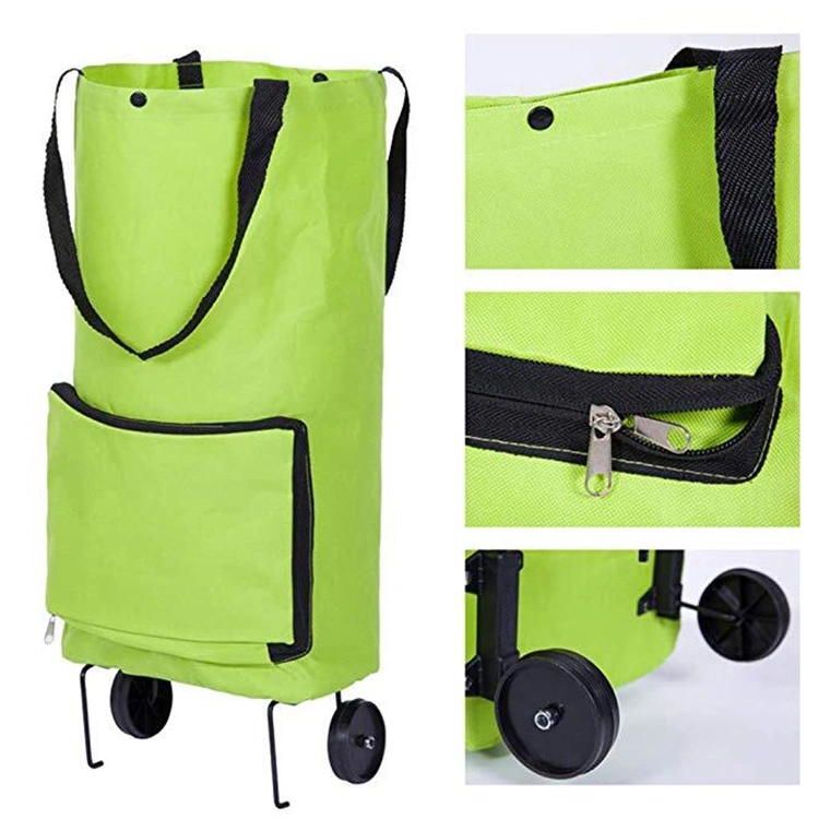 Wholesale Foldable Nylon Shopping Trolley Cart Bag with Wheel